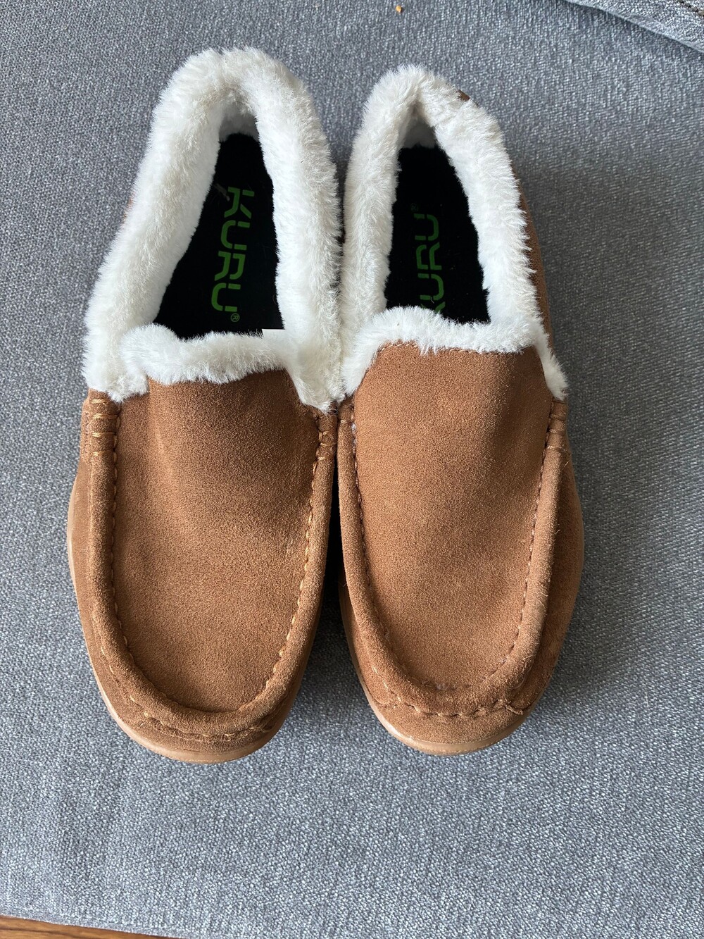 KURU Loft Women's Slipper 9.5 Medium Chestnut Suede Faux Fur
